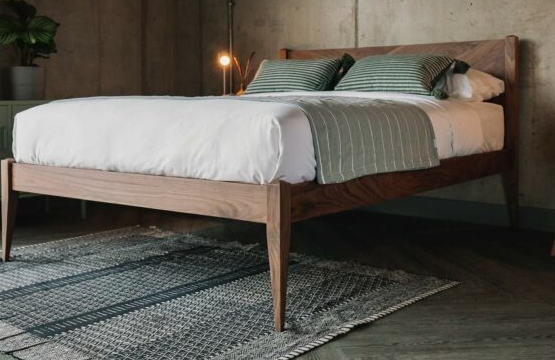 scandinavian wood platform bed