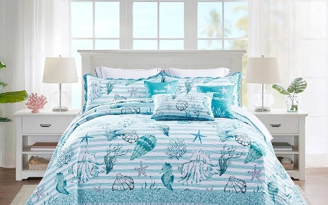 white coastal king bed