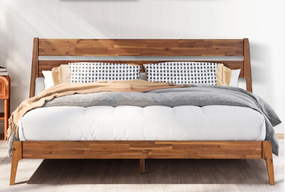 scandinavian wood bed