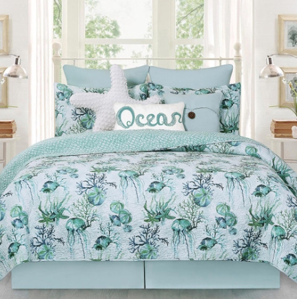 beachy bed linens