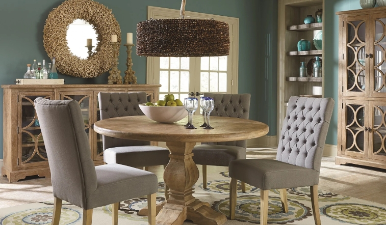 round dining table and chairs