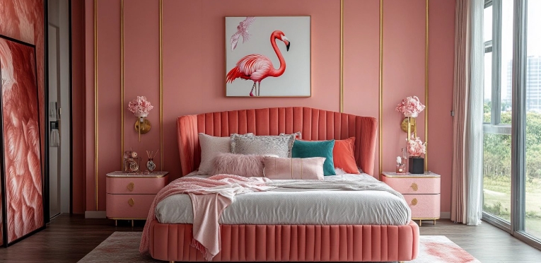 pink coastal bedroom