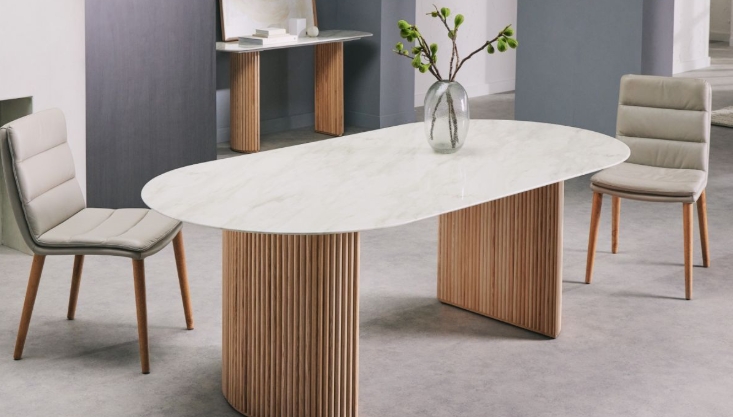 oval marble dining table